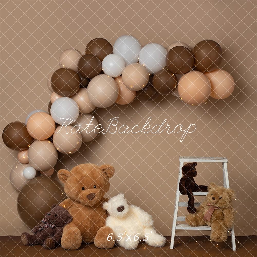 Kate Ours en peluche Cake smash Ballons Toile de fond conçu par Erin Larkins - Kate Backdrop FR