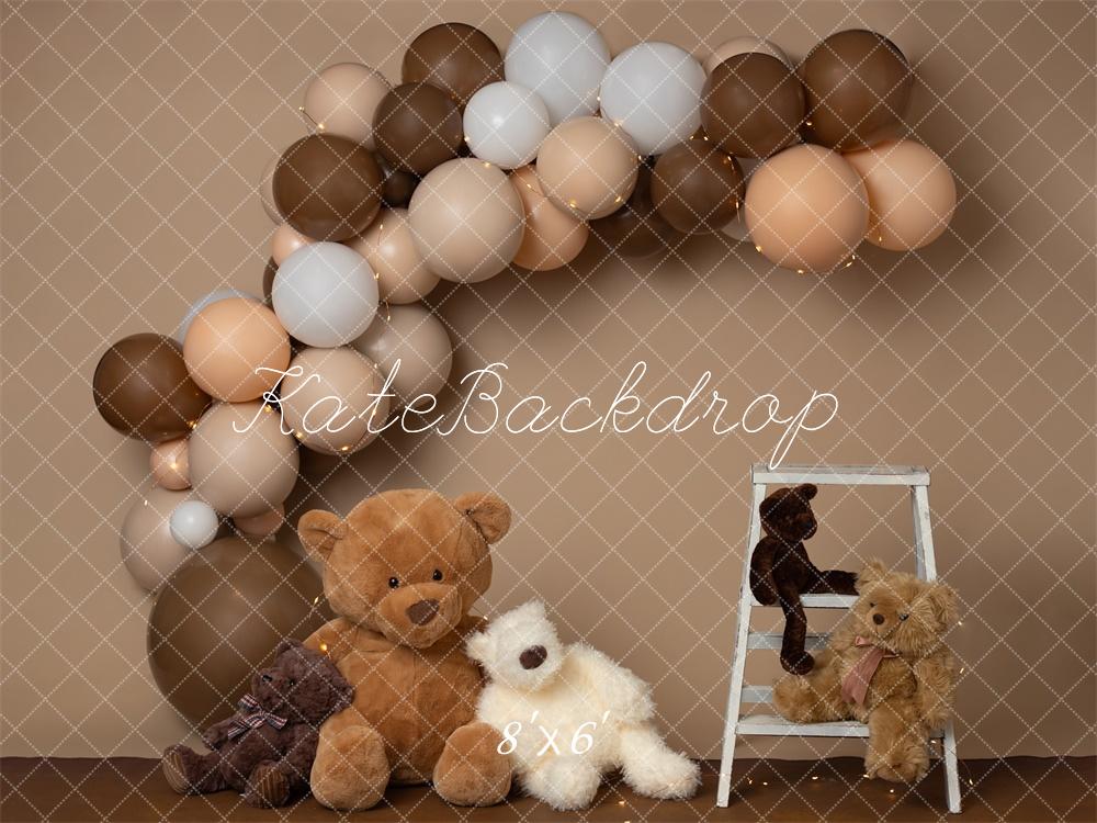 Kate Ours en peluche Cake smash Ballons Toile de fond conçu par Erin Larkins - Kate Backdrop FR