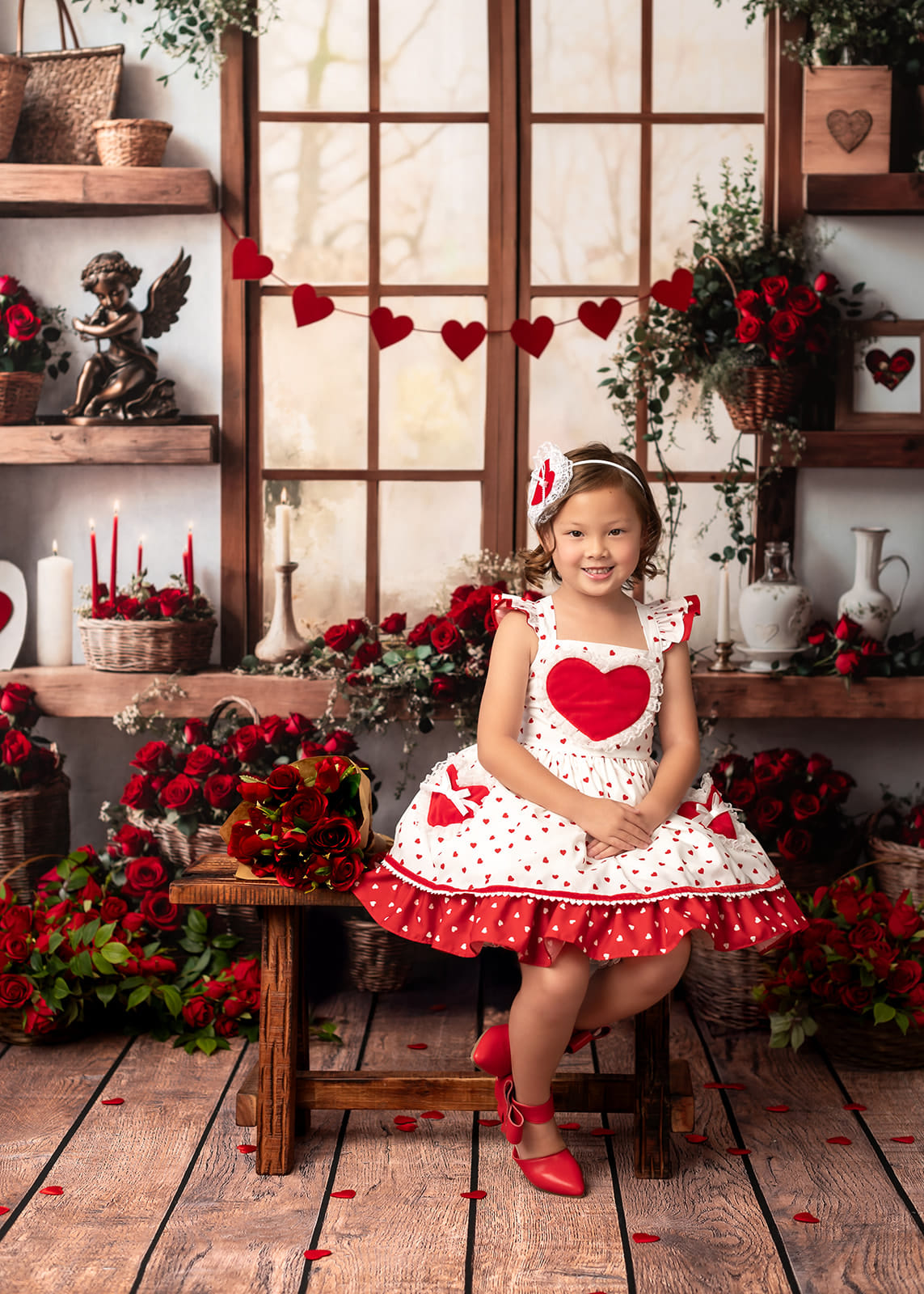 Kate Saint Valentin Roses Étagères Fenêtre Toile de fond conçue par Emetselch - Kate Backdrop FR