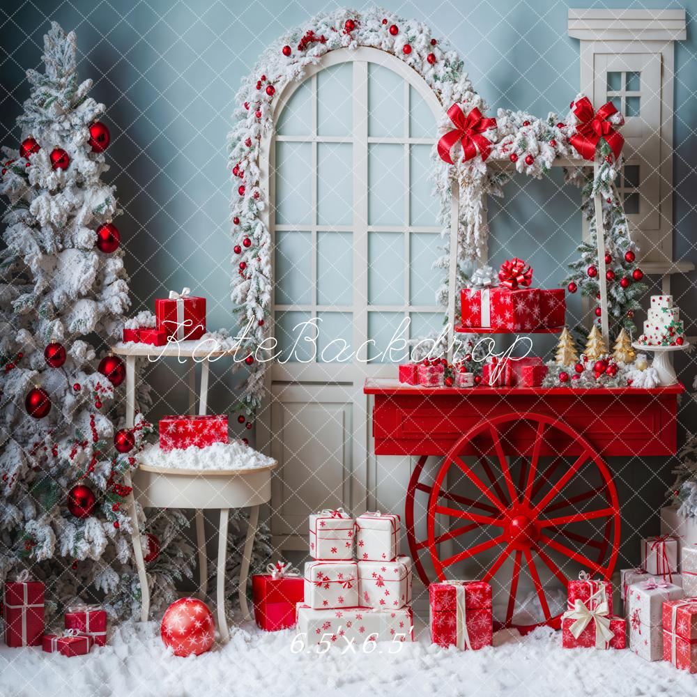 Kate Sapin de Noël Neige Porte Cadeau Chariot Toile de fond conçue par Emetselch - Kate Backdrop FR