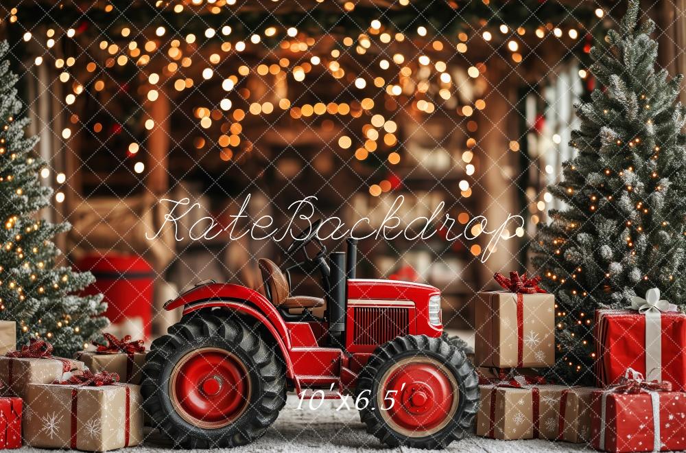 Kate Noël Tracteur Rouge Cadeaux Lumière Toile de fond conçue par Patty Robert - Kate Backdrop FR