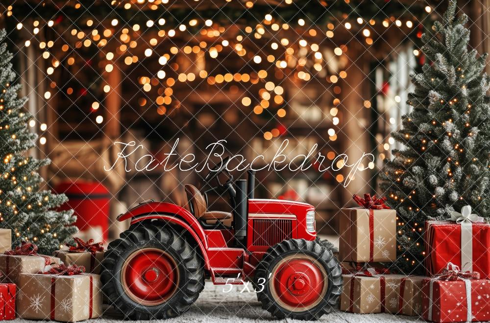 Kate Noël Tracteur Rouge Cadeaux Lumière Toile de fond conçue par Patty Robert - Kate Backdrop FR