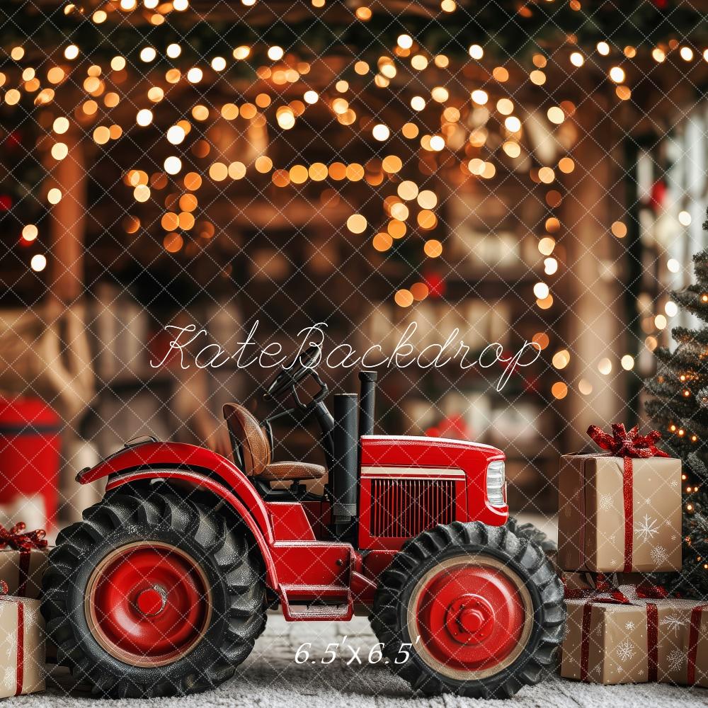 Kate Noël Tracteur Rouge Cadeaux Lumière Toile de fond conçue par Patty Robert - Kate Backdrop FR