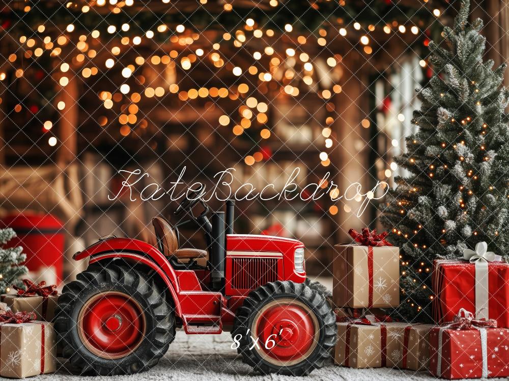 Kate Noël Tracteur Rouge Cadeaux Lumière Toile de fond conçue par Patty Robert - Kate Backdrop FR