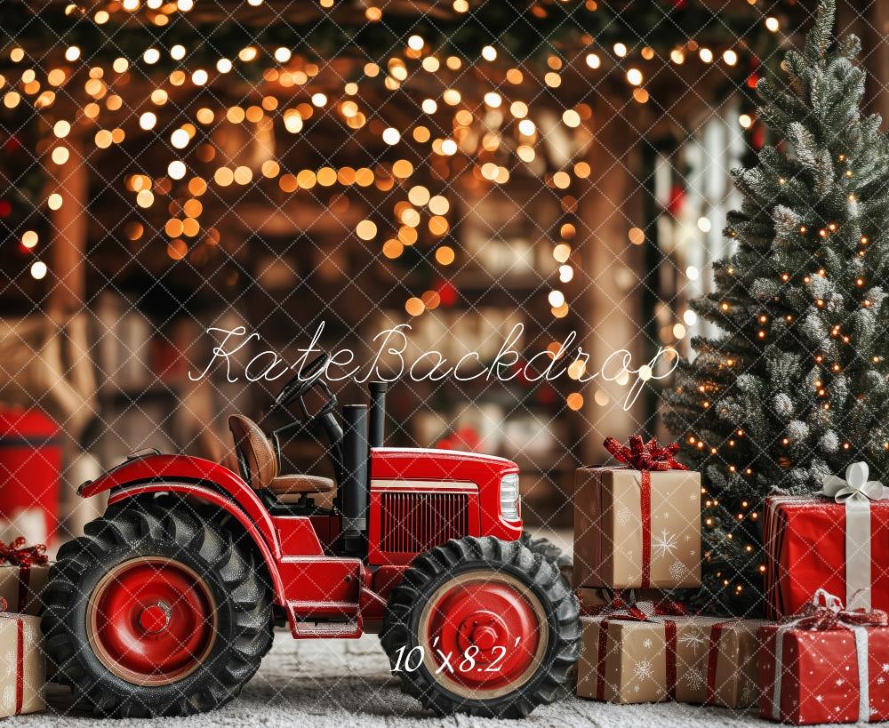 Kate Noël Tracteur Rouge Cadeaux Lumière Toile de fond conçue par Patty Robert - Kate Backdrop FR