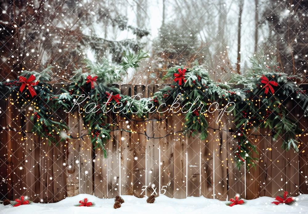 Kate Extérieur Noël Clôture Neige Toile de fond conçue par Patty Robert - Kate Backdrop FR