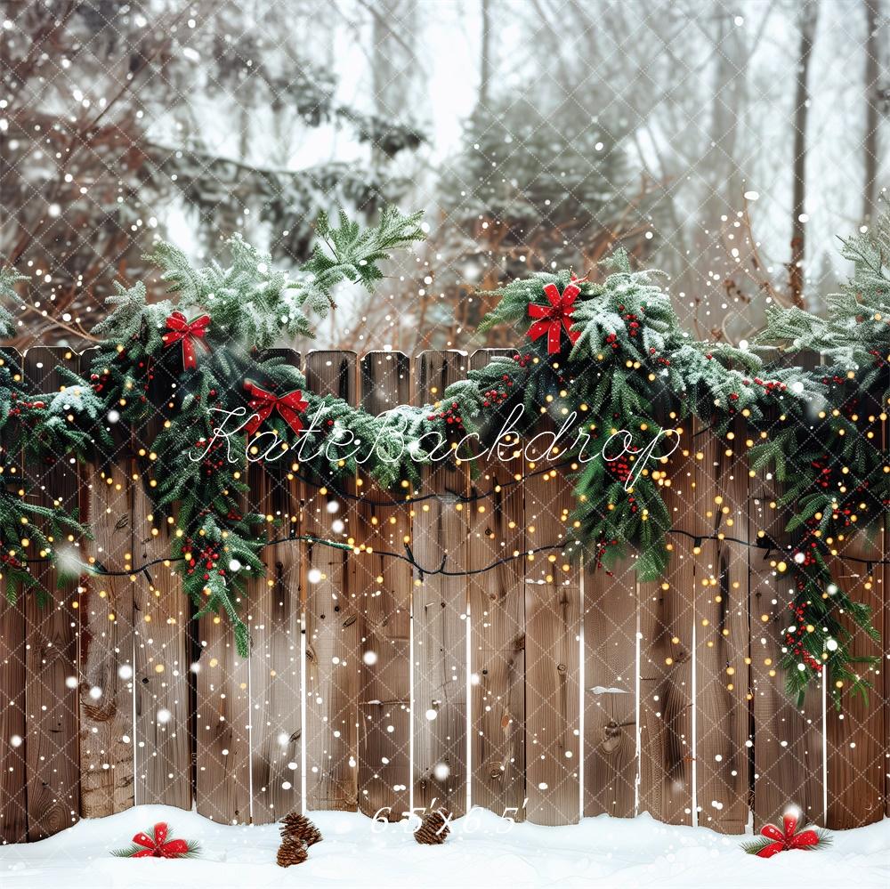 Kate Extérieur Noël Clôture Neige Toile de fond conçue par Patty Robert - Kate Backdrop FR