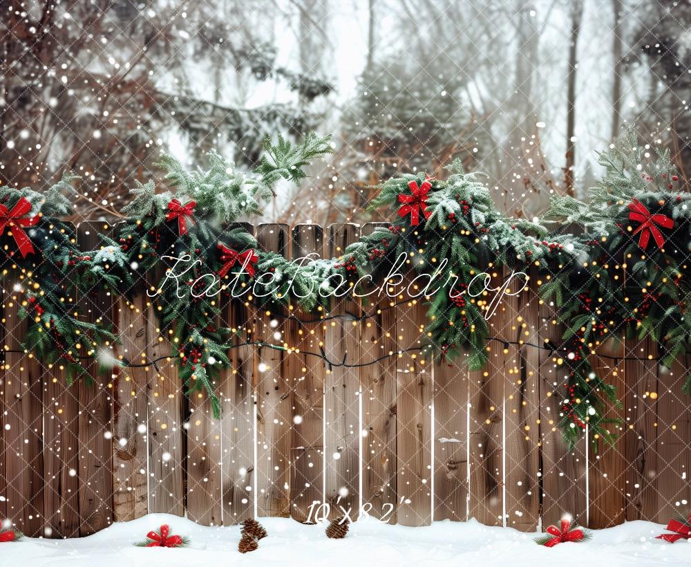 Kate Extérieur Noël Clôture Neige Toile de fond conçue par Patty Robert - Kate Backdrop FR