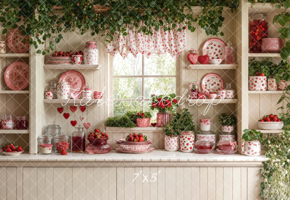 Kate Printemps Fraise Cuisine Armoire Toile de fond conçue par Emetselch - Kate Backdrop FR