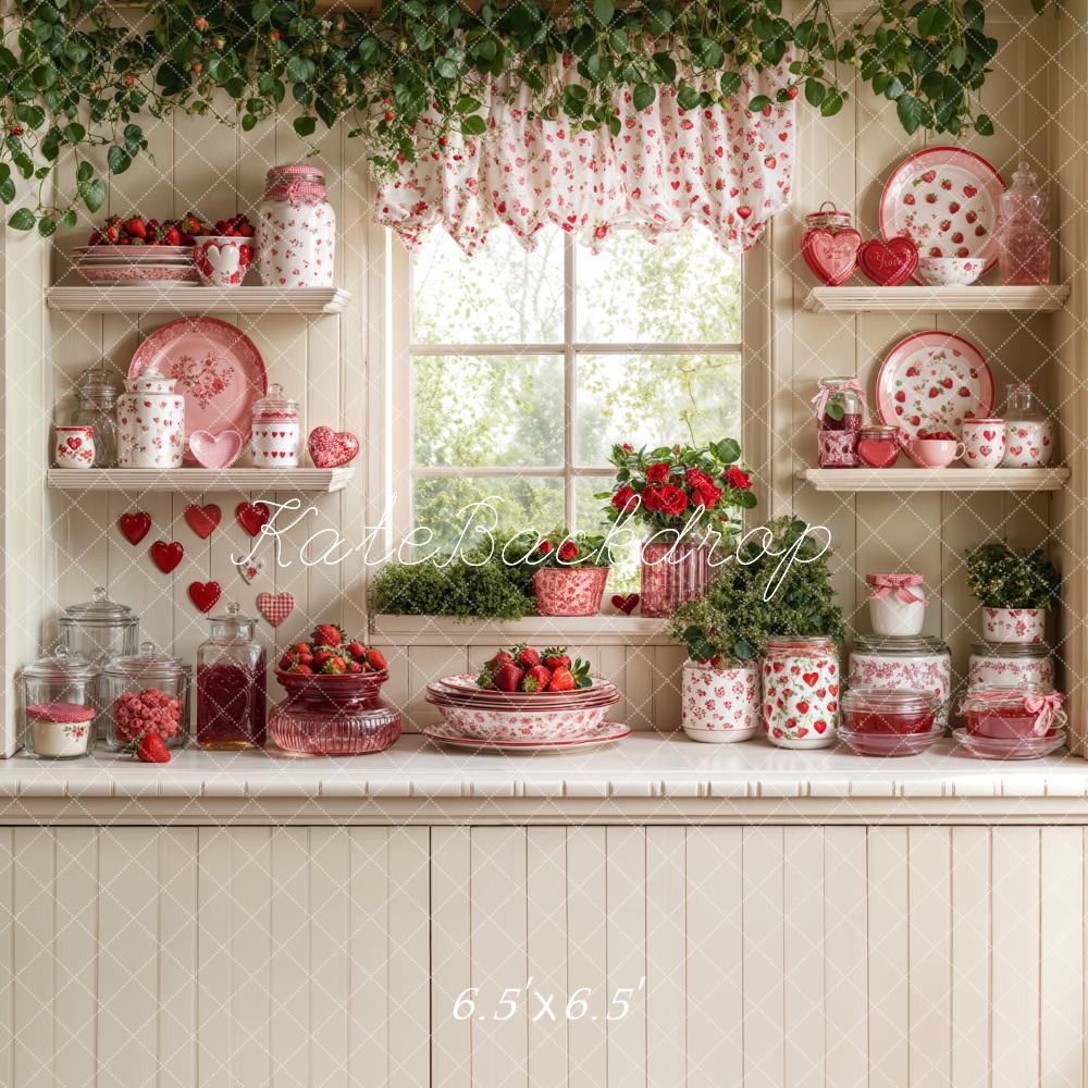 Kate Printemps Fraise Cuisine Armoire Toile de fond conçue par Emetselch - Kate Backdrop FR