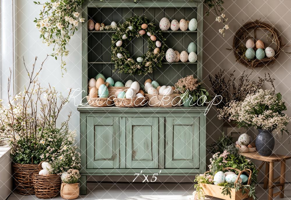 Kate Pâques Œufs Floral Armoire Vert Toile de fond conçue par Emetselch