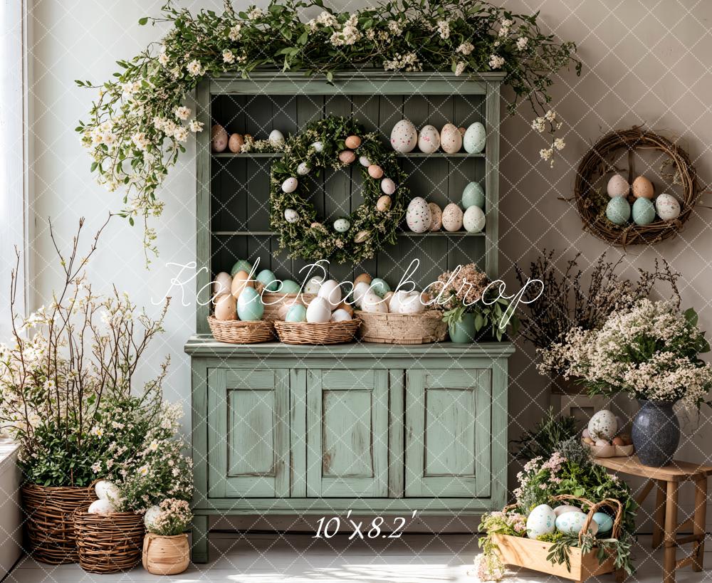 Kate Pâques Œufs Floral Armoire Vert Toile de fond conçue par Emetselch