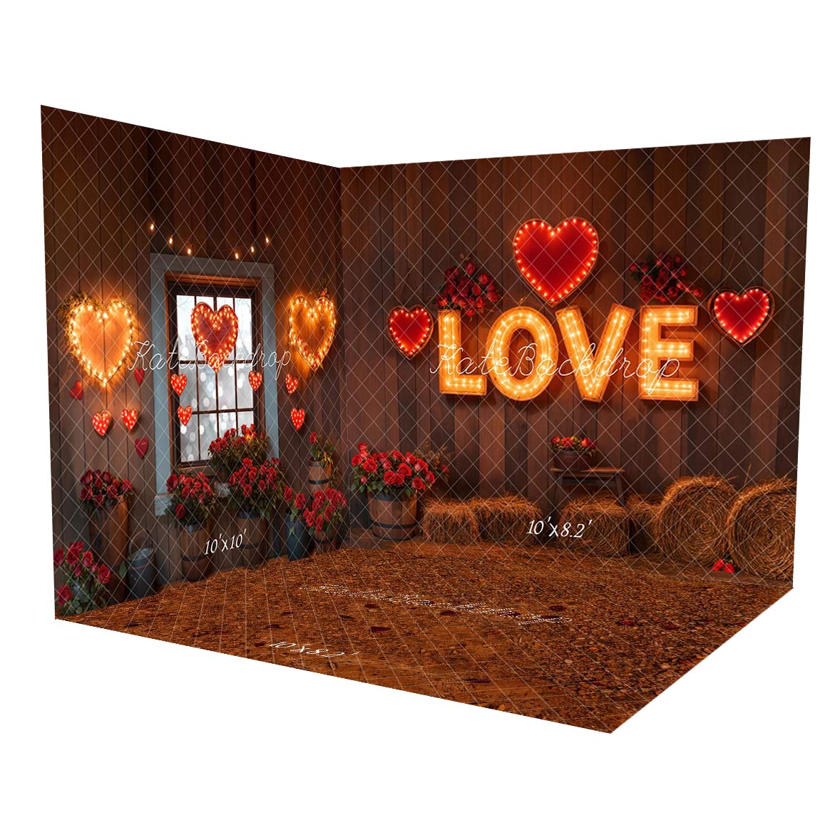 Kate Saint Valentin LOVE Lumières Amour Rustique Ensemble de chambre - Kate Backdrop FR