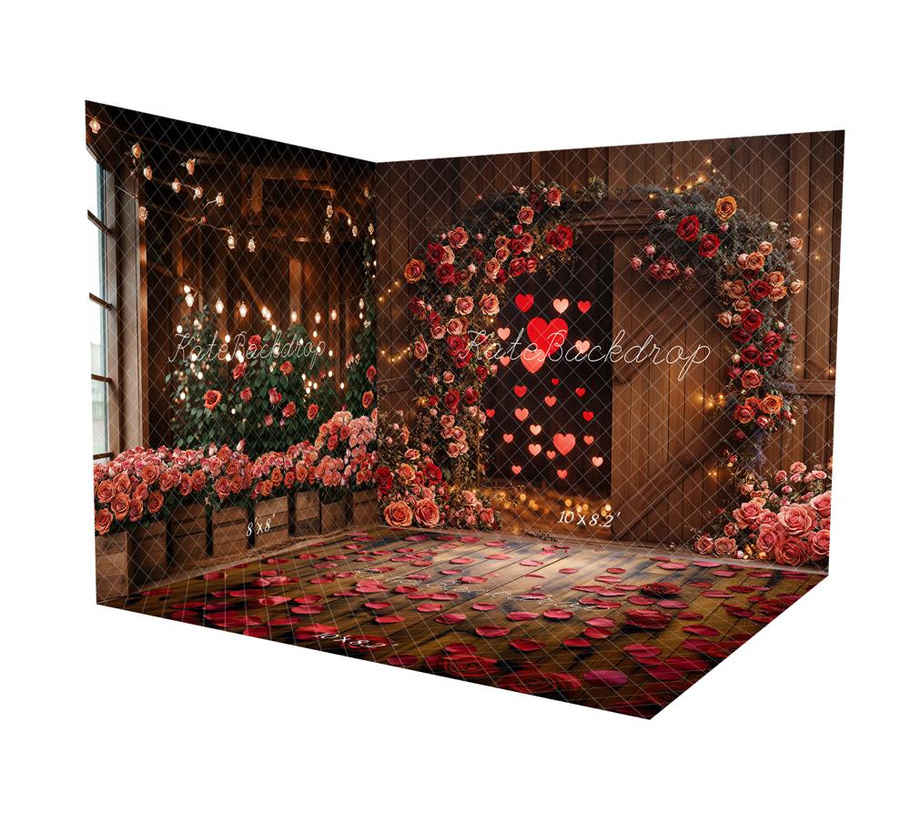 Kate Saint Valentin Romantique Fleur Roses Ensemble de chambre - Kate Backdrop FR