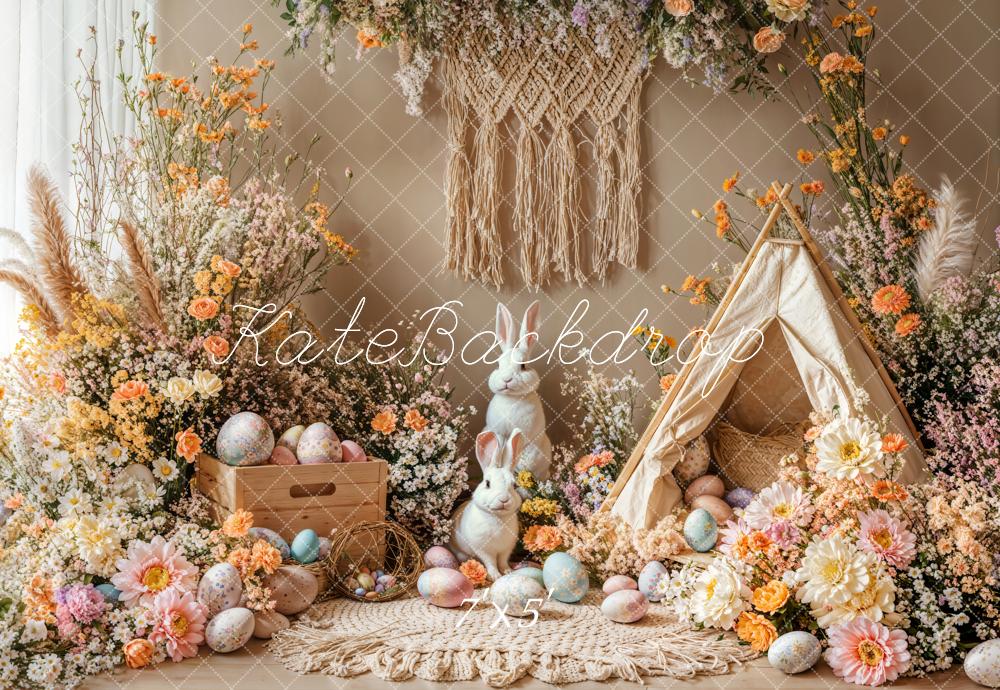 Kate Pâques Lapin Bohème Floral Œufs Tente Toile de fond conçue par Emetselch - Kate Backdrop FR