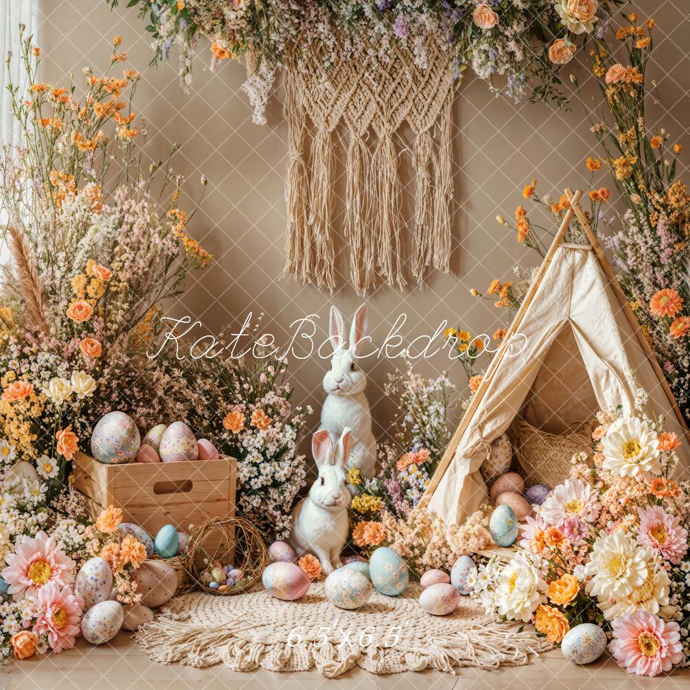 Kate Pâques Lapin Bohème Floral Œufs Tente Toile de fond conçue par Emetselch - Kate Backdrop FR