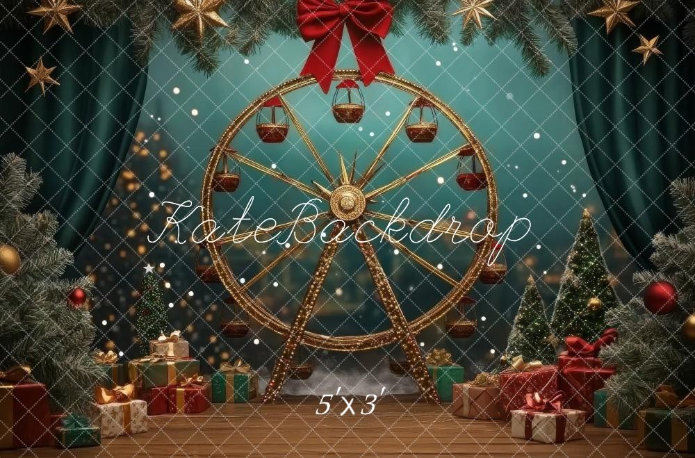 Kate Fantaisiste Noël Grande roue Rideaux Toile de fond conçue par Lidia Redekopp - Kate Backdrop FR