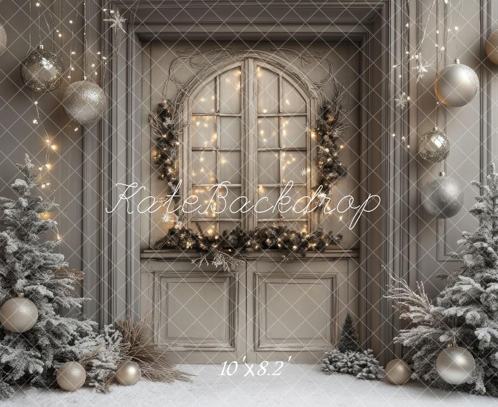 Kate Sapin de Noël Fenêtre Hiver Décors Toile de fond conçue par Lidia Redekopp - Kate Backdrop FR