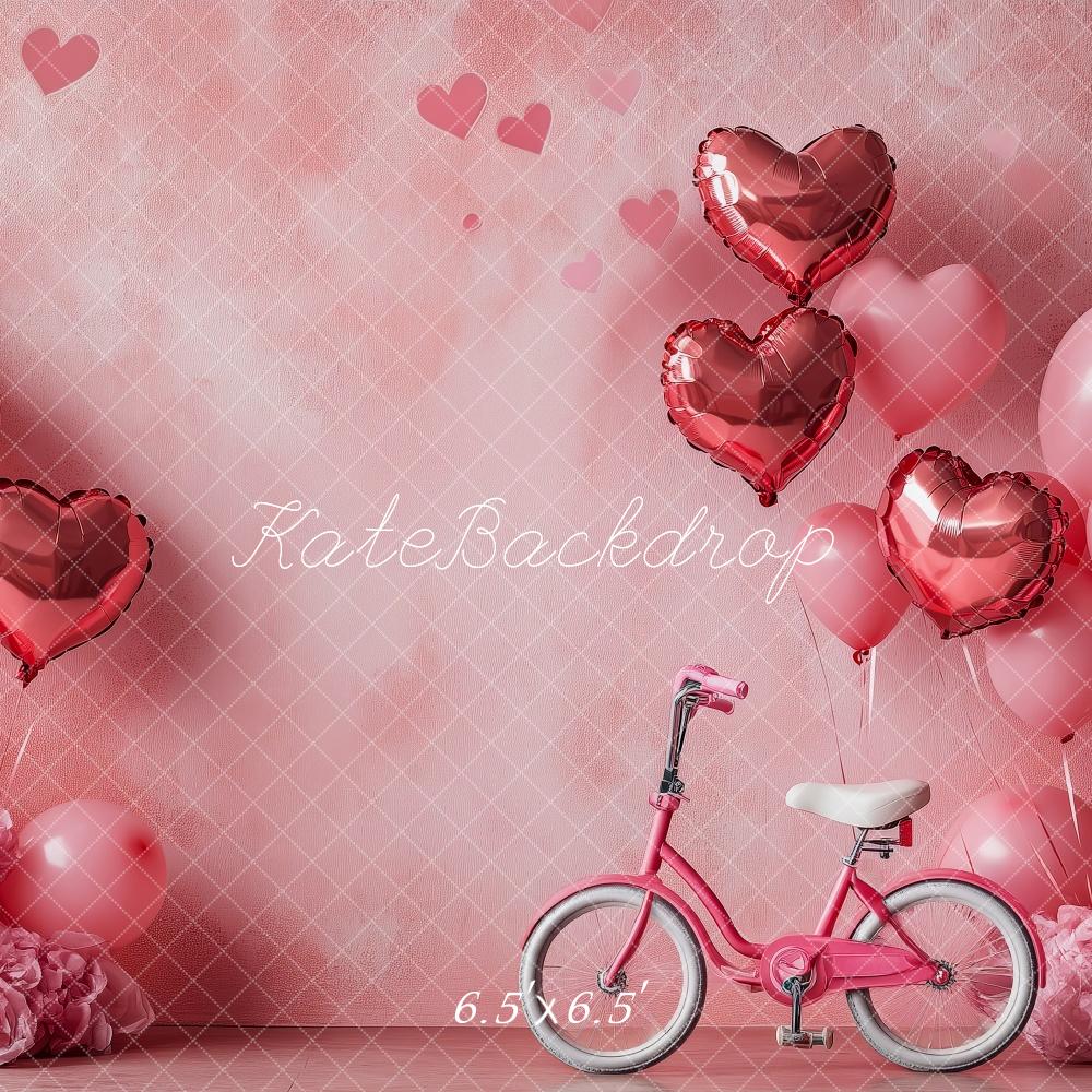 PROMO Kate Saint Valentin Vélo Ballons Rose Toile de fond conçue par Patty Robert - Kate Backdrop FR