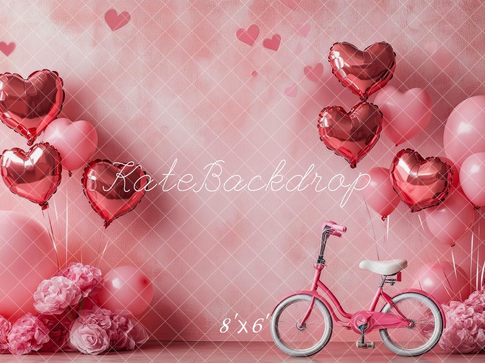 PROMO Kate Saint Valentin Vélo Ballons Rose Toile de fond conçue par Patty Robert - Kate Backdrop FR