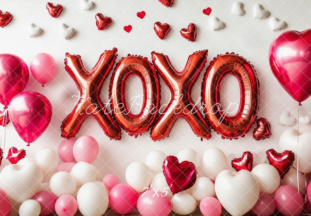 Kate Saint-Valentin XOXO Ballons Rouge Toile de fond conçue par Patty Robert