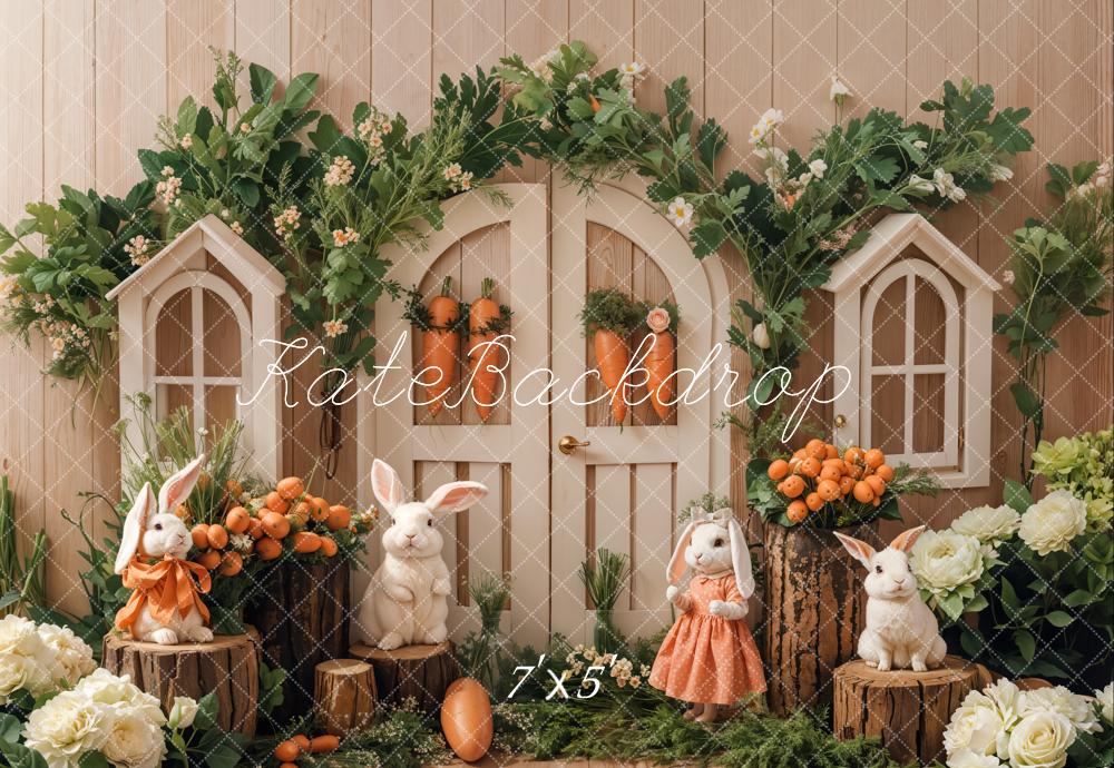 Kate Pâques Lapin Jardin Porte Fleur Carotte Toile de fond conçue par Emetselch - Kate Backdrop FR