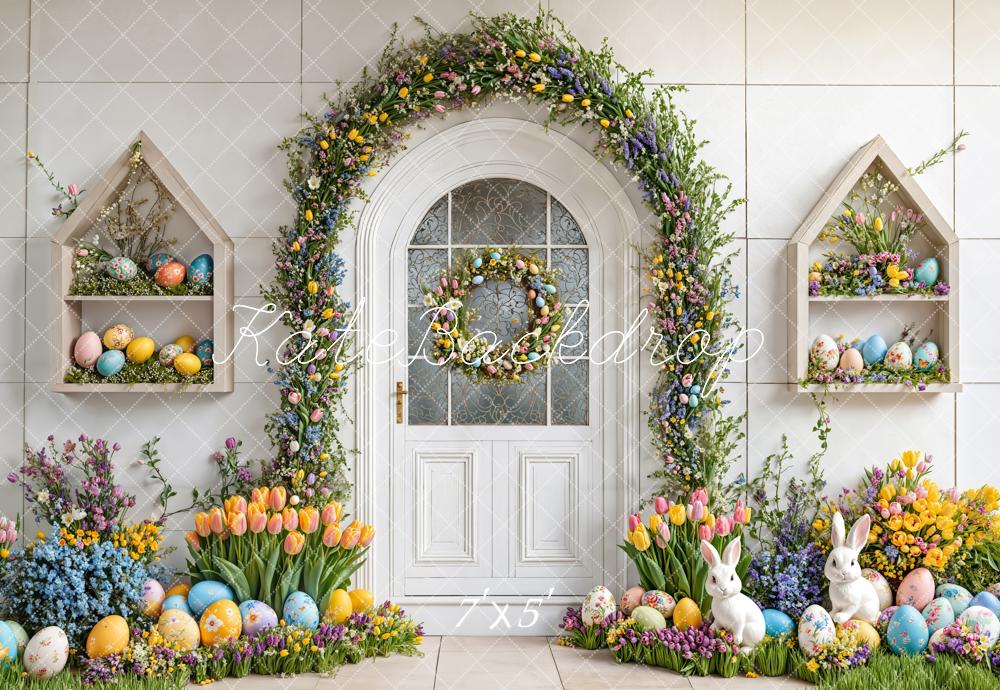 Kate Pâques Lapin Fleurs Arche Porte Toile de fond conçue par Emetselch