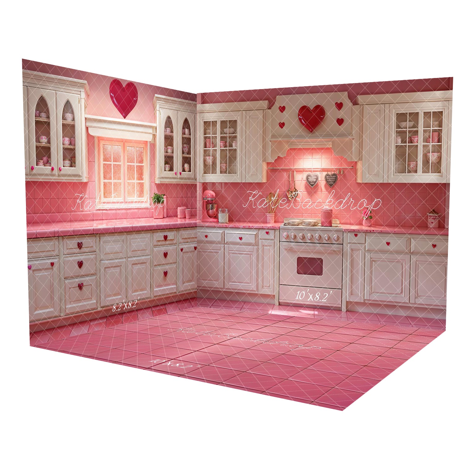 Kate Saint Valentin Rose Cuisine Armoires Ensemble de chambre - Kate Backdrop FR