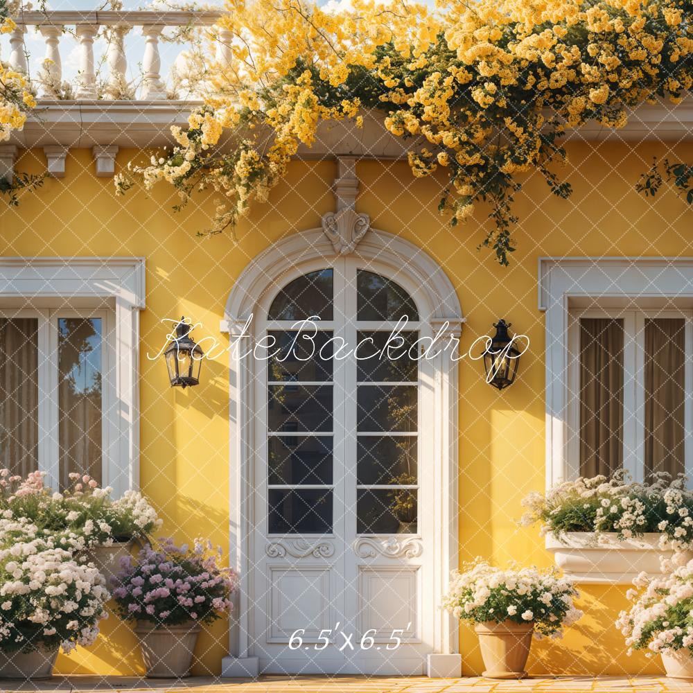 Kate Printemps Jaune Floral Maison Porte Toile de fond conçue par Emetselch - Kate Backdrop FR