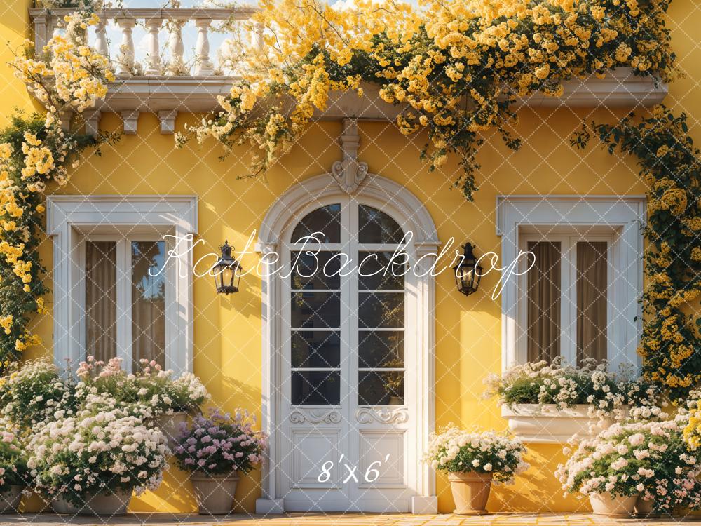 Kate Printemps Jaune Floral Maison Porte Toile de fond conçue par Emetselch - Kate Backdrop FR