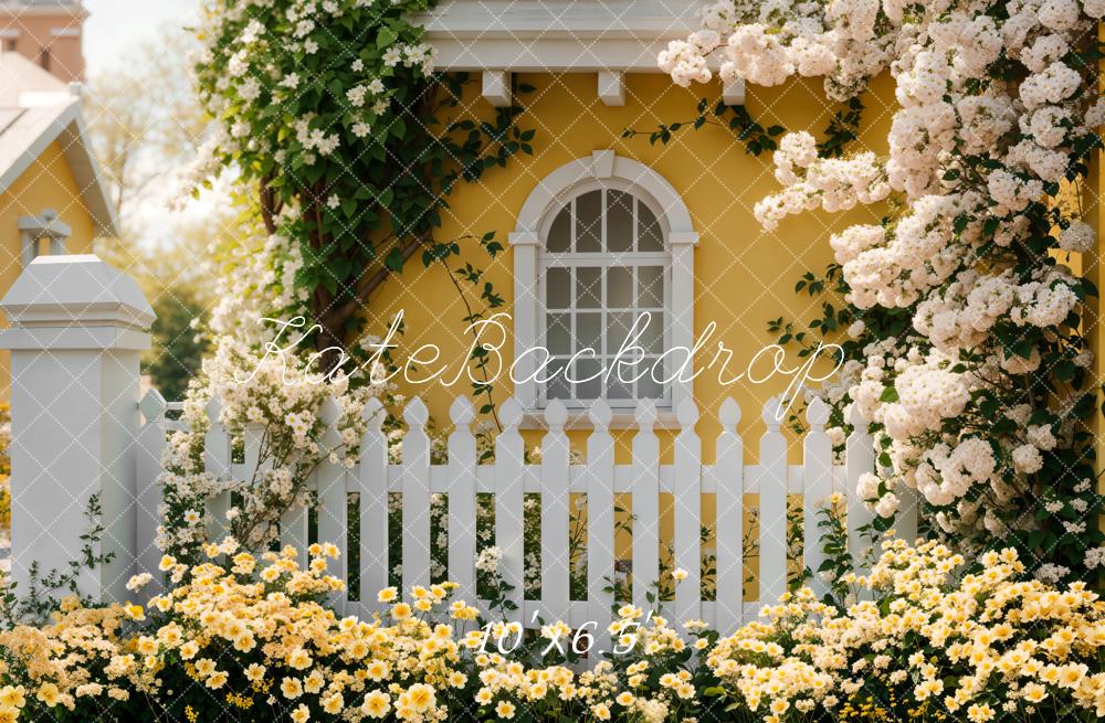 Kate Printemps Jaune Floral Clôture Toile de fond conçue par Emetselch - Kate Backdrop FR