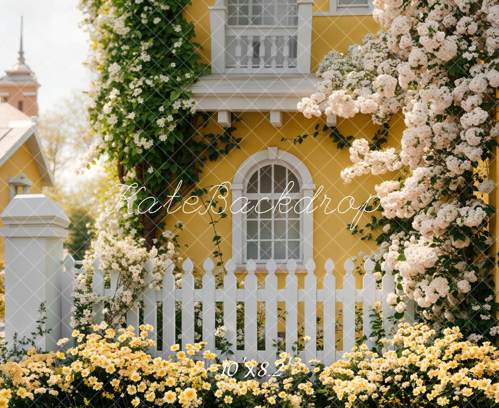 Kate Printemps Jaune Floral Clôture Toile de fond conçue par Emetselch - Kate Backdrop FR