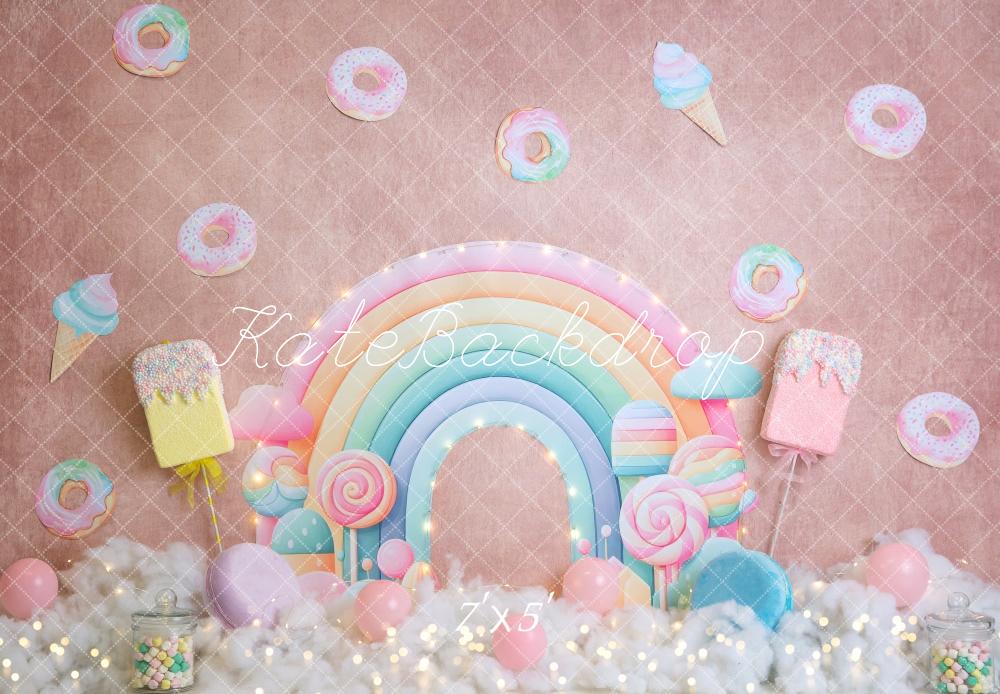 PROMO Kate Cake smash Bonbons Arc-en-ciel Beignet Toile de fond conçue par Megan Leigh - Kate Backdrop FR