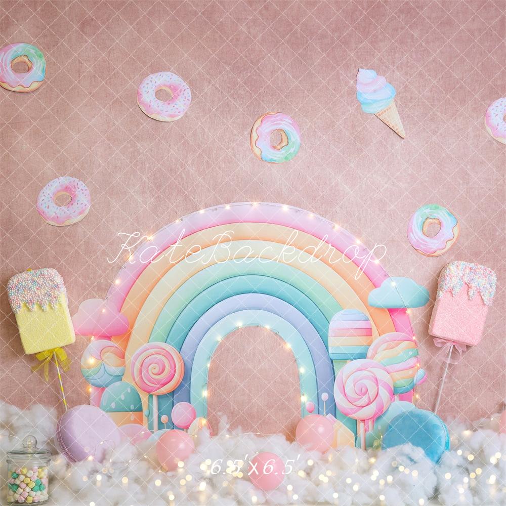 PROMO Kate Cake smash Bonbons Arc-en-ciel Beignet Toile de fond conçue par Megan Leigh - Kate Backdrop FR