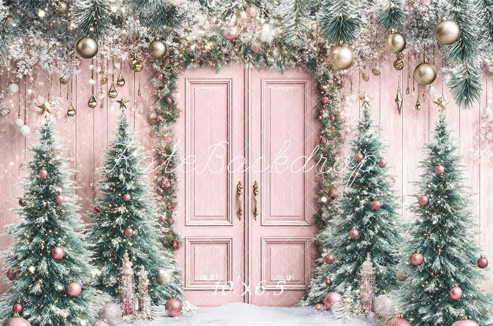 Kate Rose Sapin de Noël Porte Neige Toile de fond conçue par Lidia Redekopp - Kate Backdrop FR