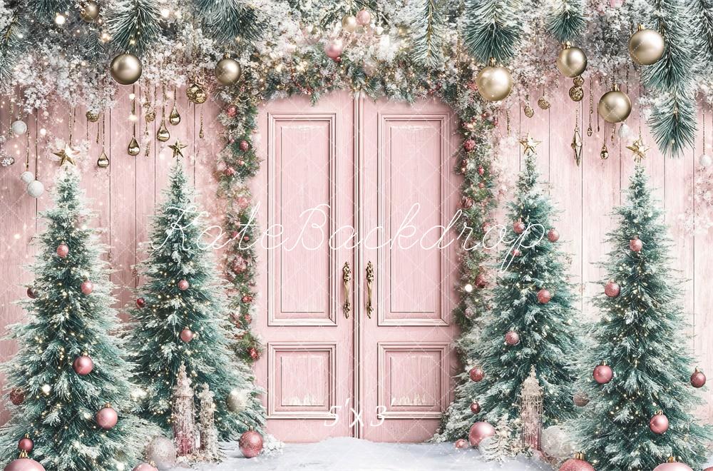 Kate Rose Sapin de Noël Porte Neige Toile de fond conçue par Lidia Redekopp - Kate Backdrop FR