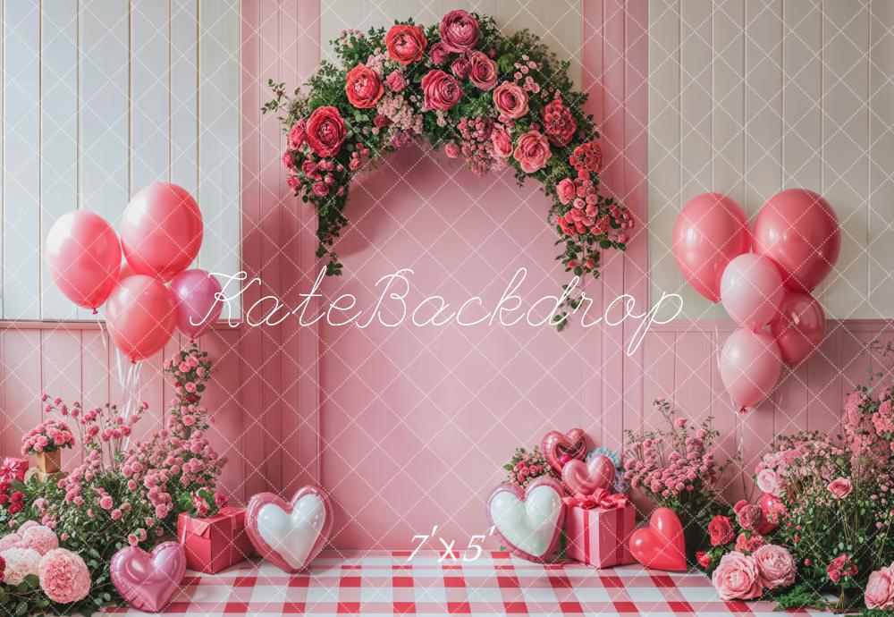 Kate Saint Valentin Rose Arche Ballon Toile de fond conçue par Emetselch - Kate Backdrop FR