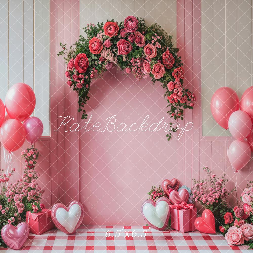 Kate Saint Valentin Rose Arche Ballon Toile de fond conçue par Emetselch - Kate Backdrop FR