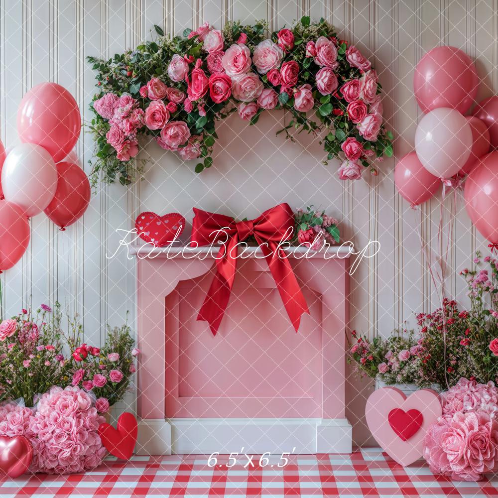 Kate Saint Valentin Rose Ballons Fleurs Toile de fond conçue par Emetselch - Kate Backdrop FR