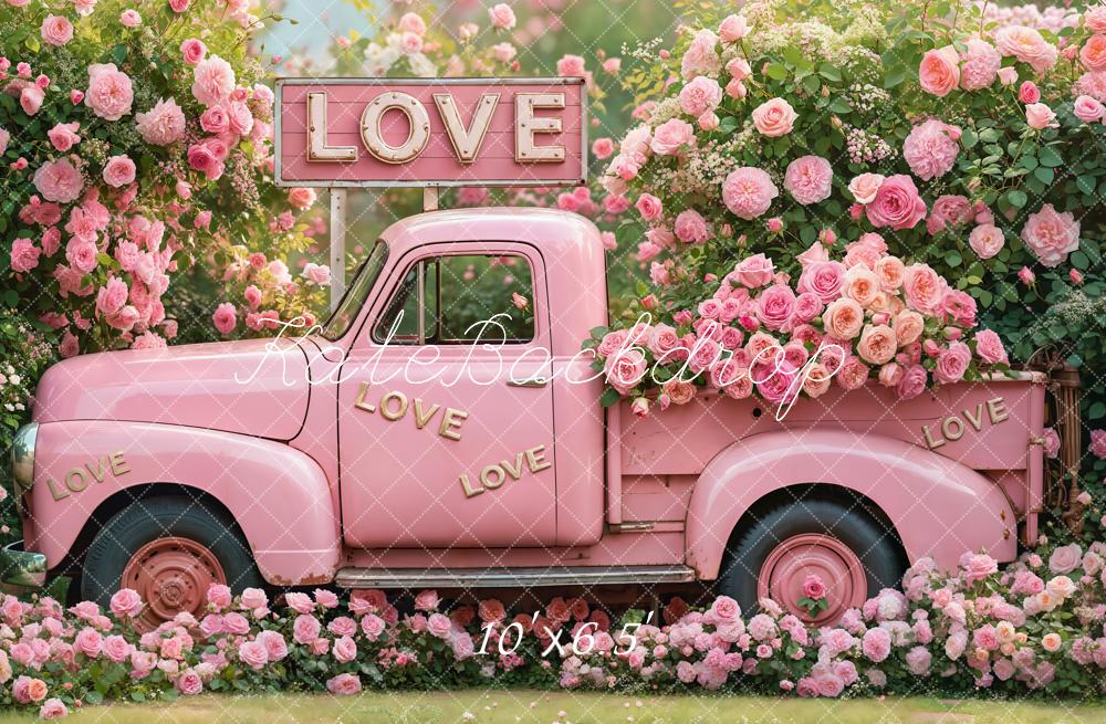 Kate Saint Valentin Rose Camion LOVE Fleurs Toile de fond conçue par Emetselch - Kate Backdrop FR