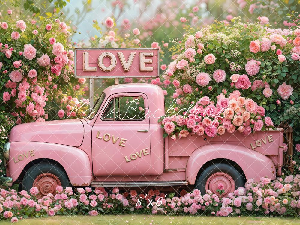 Kate Saint Valentin Rose Camion LOVE Fleurs Toile de fond conçue par Emetselch - Kate Backdrop FR