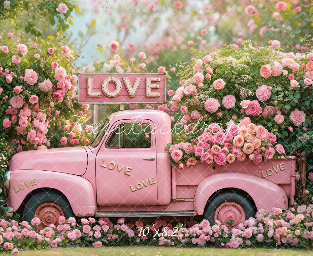 Kate Saint Valentin Rose Camion LOVE Fleurs Toile de fond conçue par Emetselch - Kate Backdrop FR