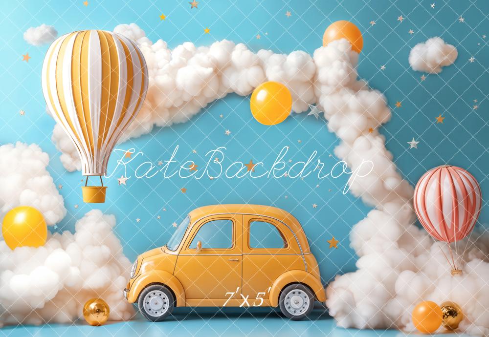 Kate Cake smash Montgolfière Voiture Nuages Toile de fond conçue par Emetselch - Kate Backdrop FR