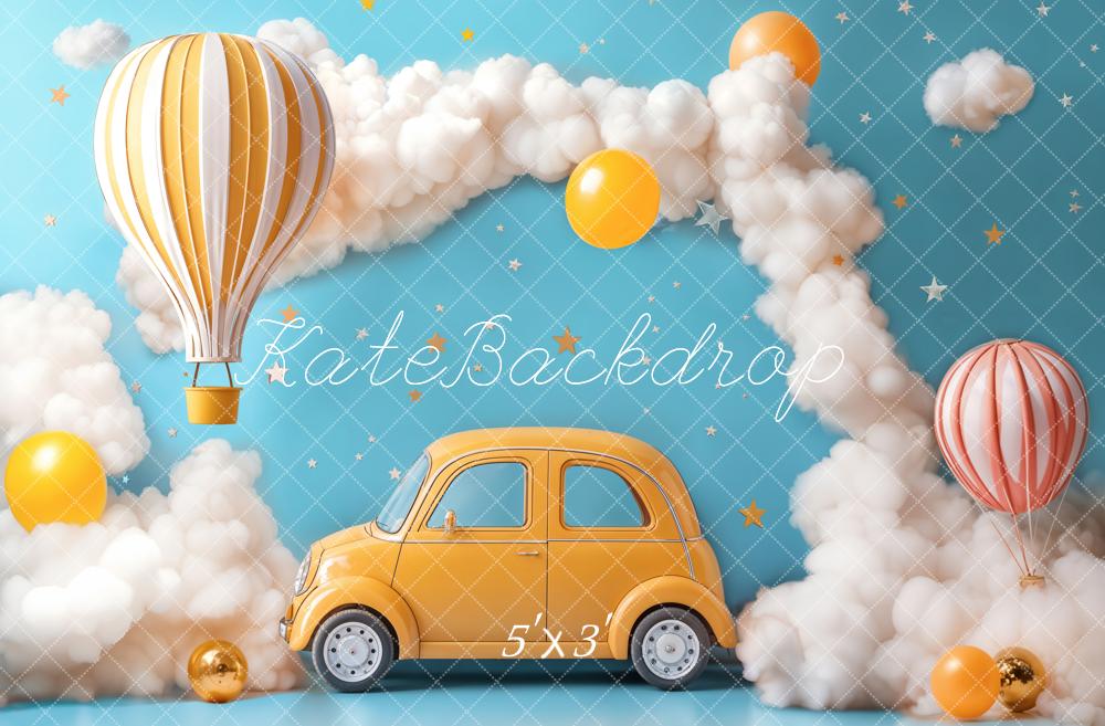 Kate Cake smash Montgolfière Voiture Nuages Toile de fond conçue par Emetselch - Kate Backdrop FR