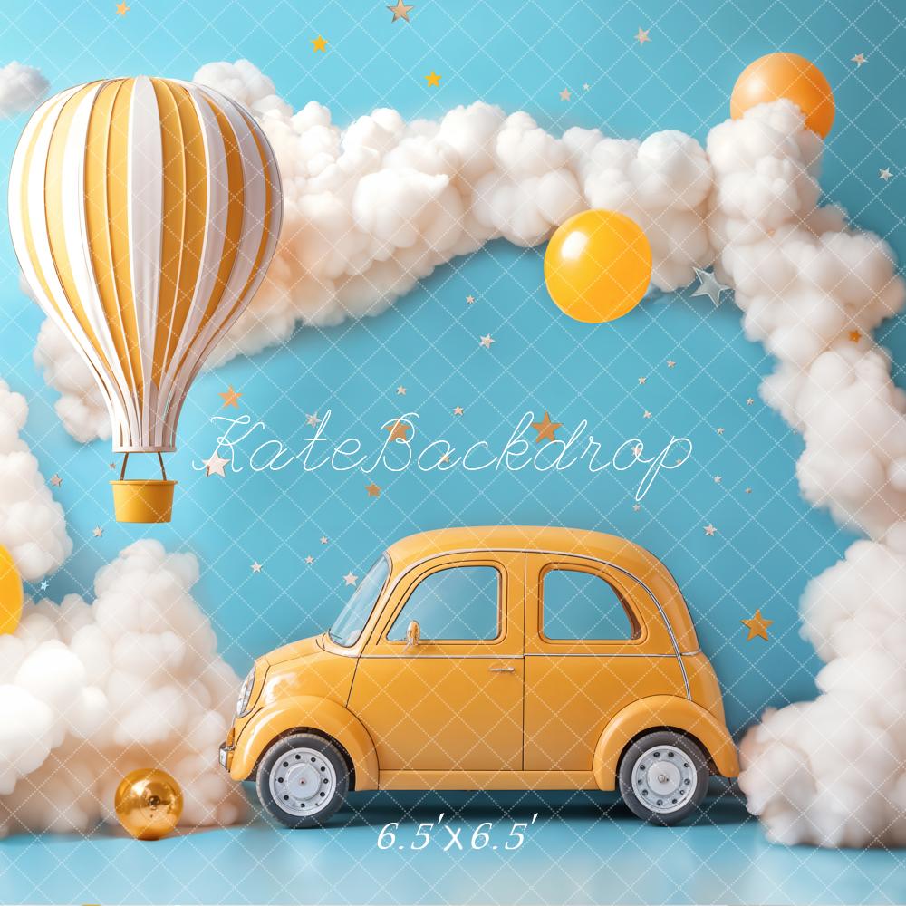 Kate Cake smash Montgolfière Voiture Nuages Toile de fond conçue par Emetselch - Kate Backdrop FR