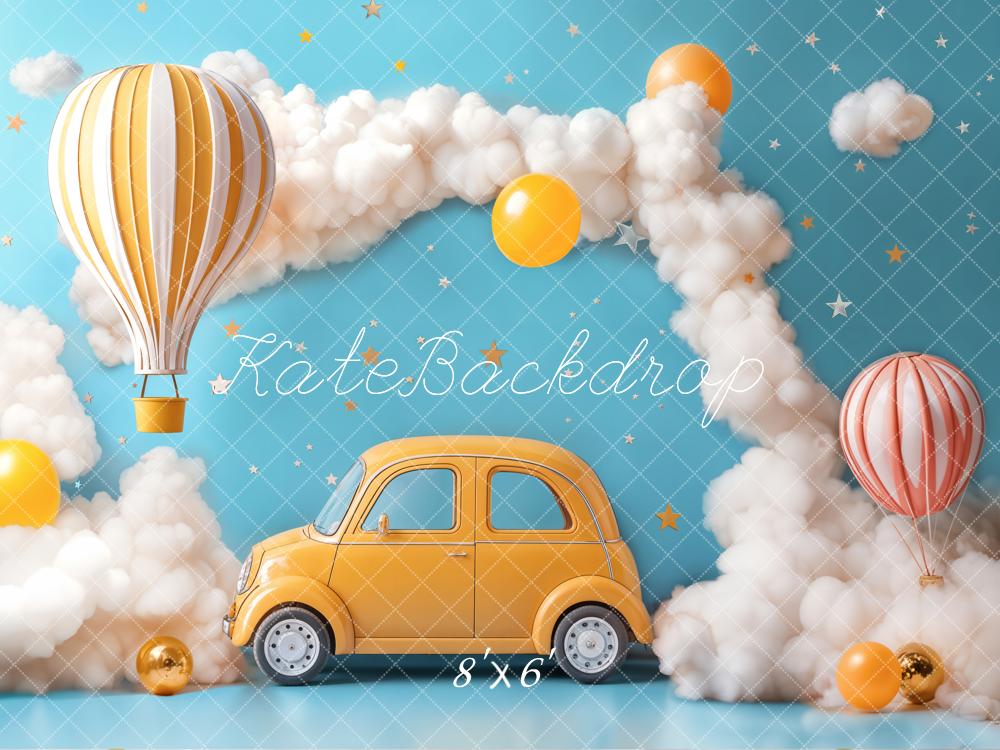 Kate Cake smash Montgolfière Voiture Nuages Toile de fond conçue par Emetselch - Kate Backdrop FR