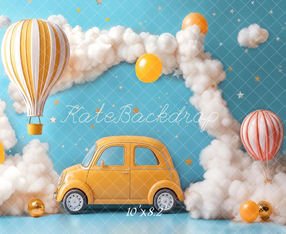 Kate Cake smash Montgolfière Voiture Nuages Toile de fond conçue par Emetselch - Kate Backdrop FR