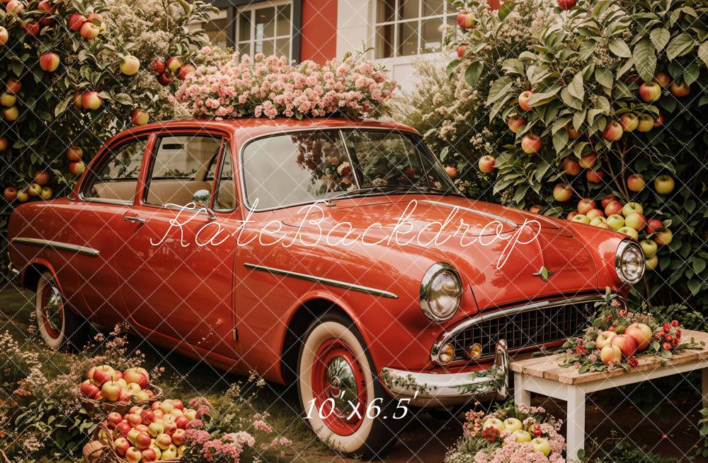 Kate Printemps Voiture Verger de Pommiers Toile de fond conçue par Emetselch - Kate Backdrop FR