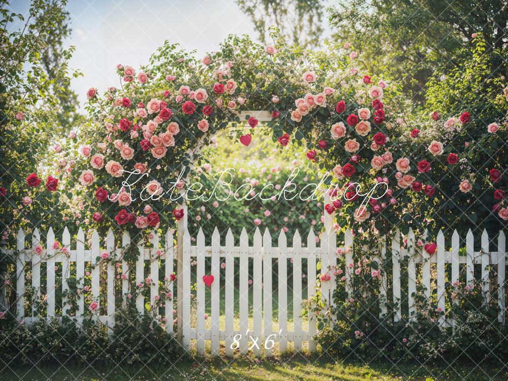 Kate Saint Valentin Arche Fleurs Jardin Clôture Toile de fond conçue par Emetselch - Kate Backdrop FR