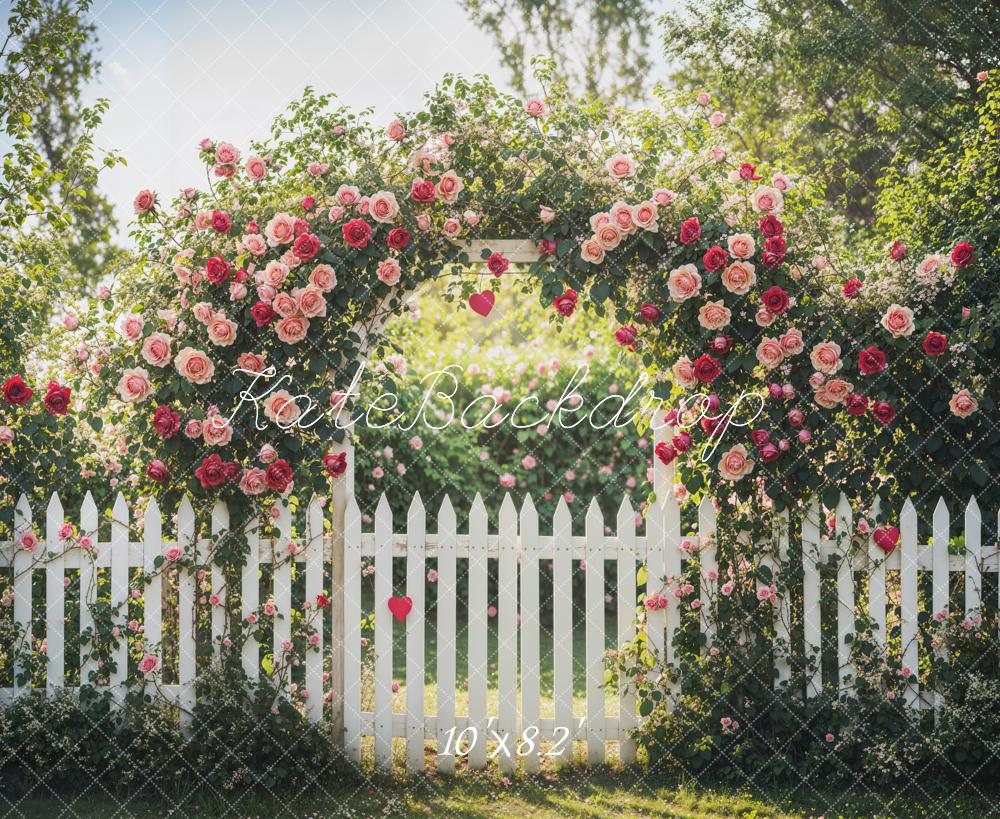 Kate Saint Valentin Arche Fleurs Jardin Clôture Toile de fond conçue par Emetselch - Kate Backdrop FR